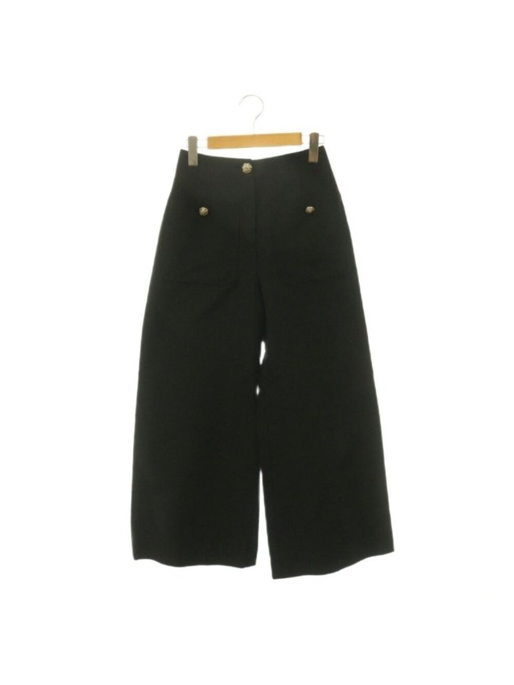 Chanel Coco Buttons Wide Pants Flare Silk